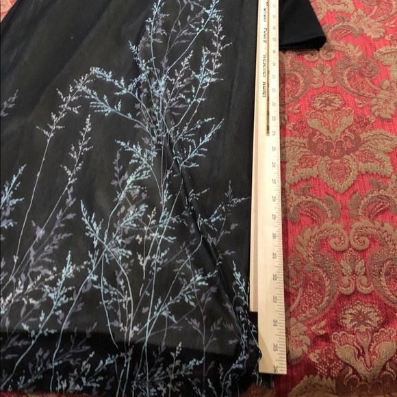 Valerie Stevens size medium black sheer lined maxi skirt with Aqua & pink blue - Picture 6 of 13